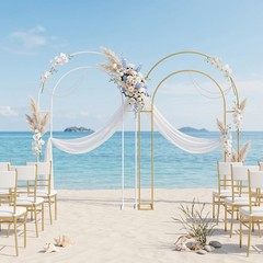 White/Gold Wedding Arch Backdrop Stand 130*40*220cm Metal Arch Backdrop Stand