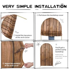 Rustic Vertical Planks Arch Cover – Spandex Fitted Chiara Backdrop 7.2FT Wood