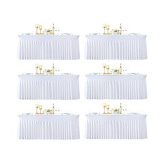 6 Pack 6ft White Spandex Table Cloths for Rectangle Tables Wrinkle Free White…