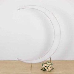 7.5 ft WHITE Fitted Spandex Half Crescent Moon Arch BACKDROP STAND Events