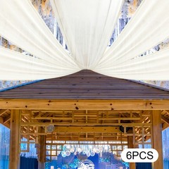 6PCS Beige Ceiling Drapes, Wedding Ceiling Draping, Backdrop Curtains For Party