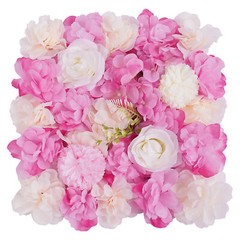 12PCS Artificial 3D Flower Wall Panel Wedding Backdrop Wall Decor Pink 15*15in