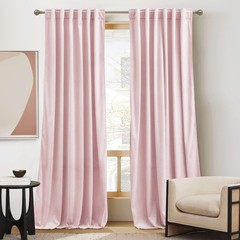 RYB HOME Pink Velvet Curtains 84 inches – Blackout Curtains for Living Room, …