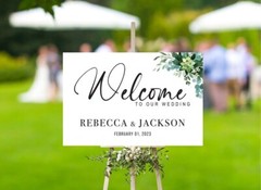 Custom Wedding Welcome Sign Green Flores Flower Outdoor Indoor Sign For Gift