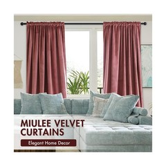 MIULEE Dusty Rose Velvet Curtains Rod Pocket 84 Inches Long 2 Panels, Mauve D…