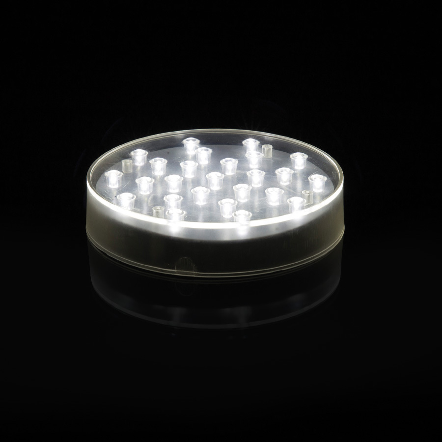 6” LED Light Round Base Vase Plate with 25 Super Bright White LED Lights