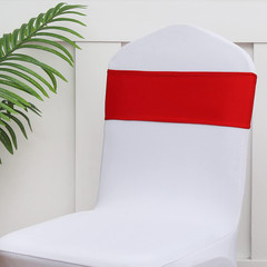 Red Chair Sashes 50 Pack, Spandex Red Chair Bands Bows for Wedding Party Birthda