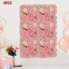 6pcs Artificial Flower Walls Pink Dahlia Rose Panels for Wedding Décor 15*15in
