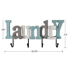 Morning View Wooden Laundry Sign with Hooks Decorative Hanging Word Signs Cut…