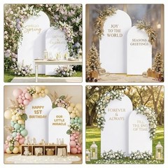 Toolterritary Metal Arch Backdrop Stand and Cover Set of 2 – 7.2ft & 6ft – White