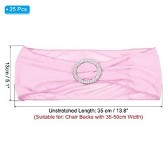 25Pcs 14″x5″ Stretch Chair Sashes Bows Chair Bands Sash with Buckle Pink