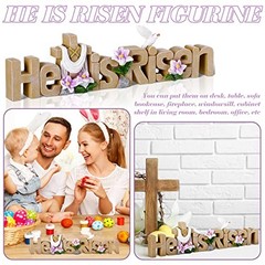 Maitys He is Risen Table Top Decoration Christian Resin Sign Cross Dove Natural