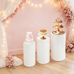 3 Piece Round Cylinder Pedestal Stands For Party Wedding Party Display Decor