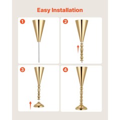 Uimoso Set of 20 Gold Trumpet Vases, 16.9in Tall Wedding Table Centerpieces