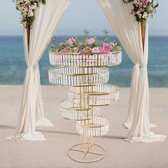 Wedding Gold Crystal Flower Stand Round Pedestal Stand Crystal Flower Stand NEW