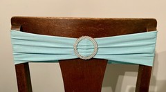 20 Lot Turquoise TEAL Spandex CHAIR Sash SILVER BUCKLE Belt WEDDING PARTY SHOWER