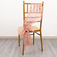 5 DUSTY ROSE Sheer Crinkled Organza CHAIR SASHES Party Events Home Decorations