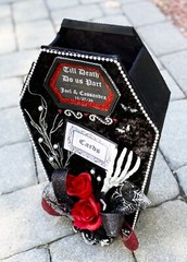 Halloween decor,#halloweenwedding,#gothic #wedding,coffin,black,red,black,skull