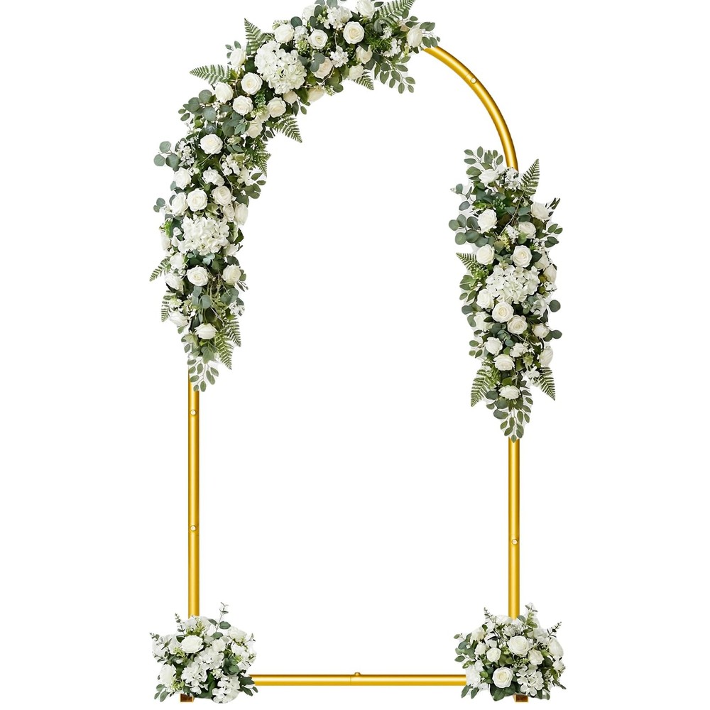 6.6FT Metal Arch Backdrop Background Stand Frame for Wedding Birthday Party Gold