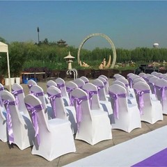 Universal 50/100 pcs Polyester Spandex Wedding Chair Covers Arched Front White