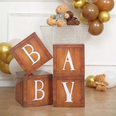 BROWN 12″ Balloon Boxes with Metallic Trim Centerpiece Decorations