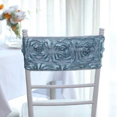 10 Dusty Blue Satin Rosettes Stretchable Spandex Chair Sashes Wedding