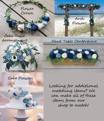 16PC Pink Dusty Blue Centerpiece Set Artificial Navy Sola Wood Wedding Flowers