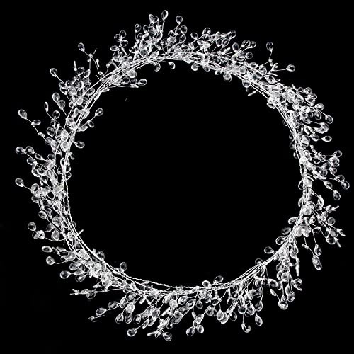 FOIMAS 16ft Clear Wire Bead Garland Strand Ice Faux Crystal Bead String Acrylic