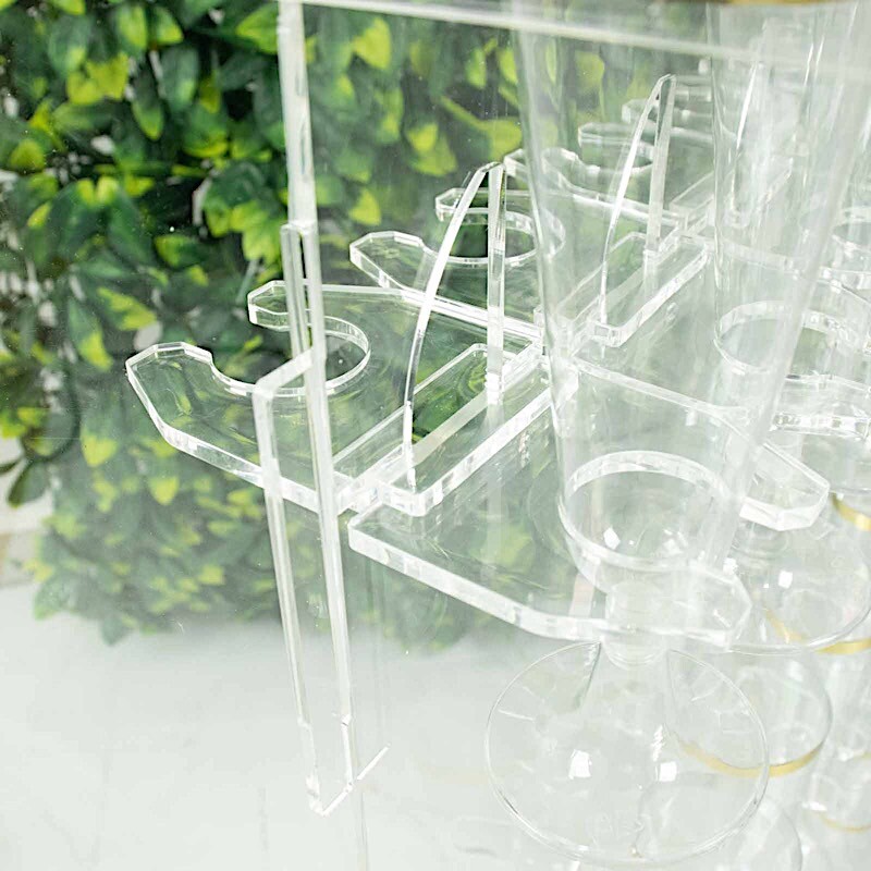 20 Clear 3 in Acrylic GLASS HOLDER Hooks Champagne Flute Stand Party Events Home