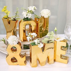 GOLD 6″ Ceramic D Symbol Flower VASE Table Centerpiece Party Events Decorations