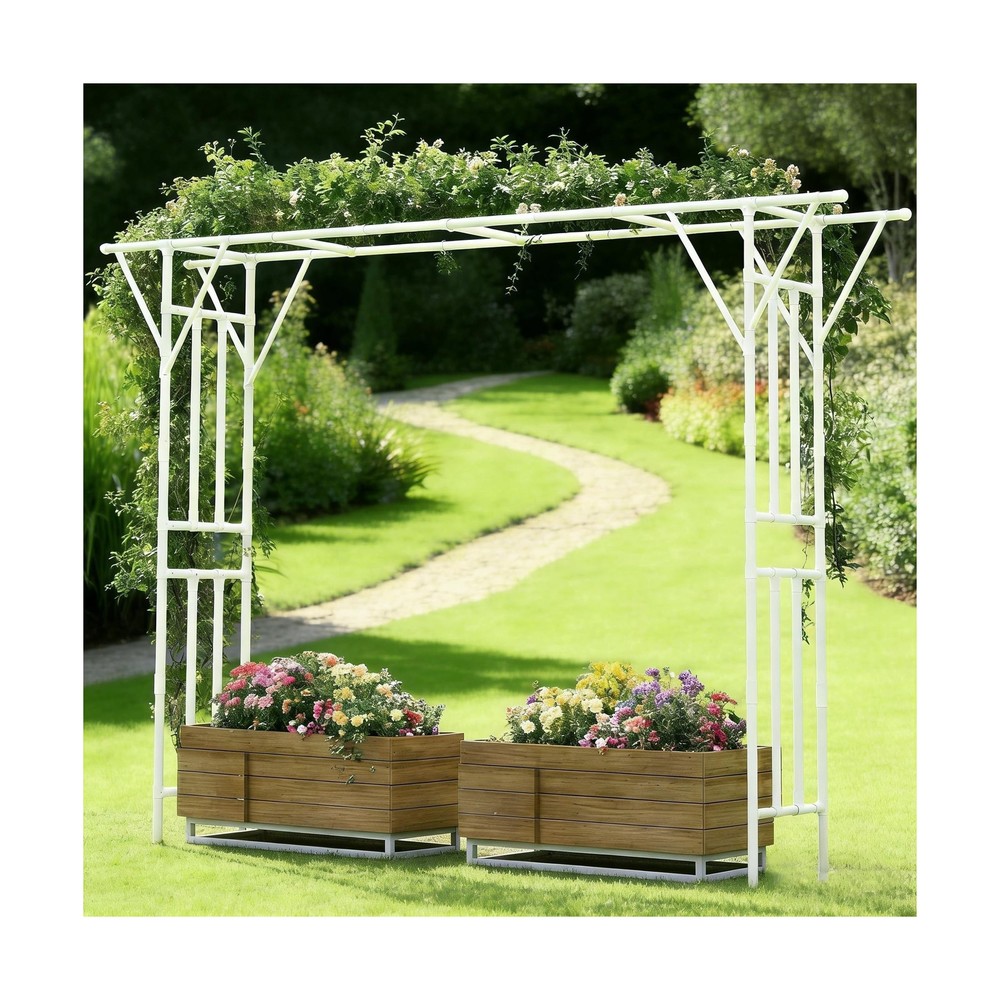 Flat Top Garden Arch Trellis 11FT x 9FT, Super Large Arbor Trellis for Climbi…
