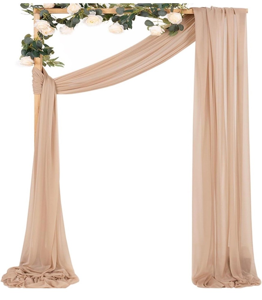 Wedding Arch Draping Fabric 2 Panels of 20Ft Nude Chiffon-Drapery for Outdoor