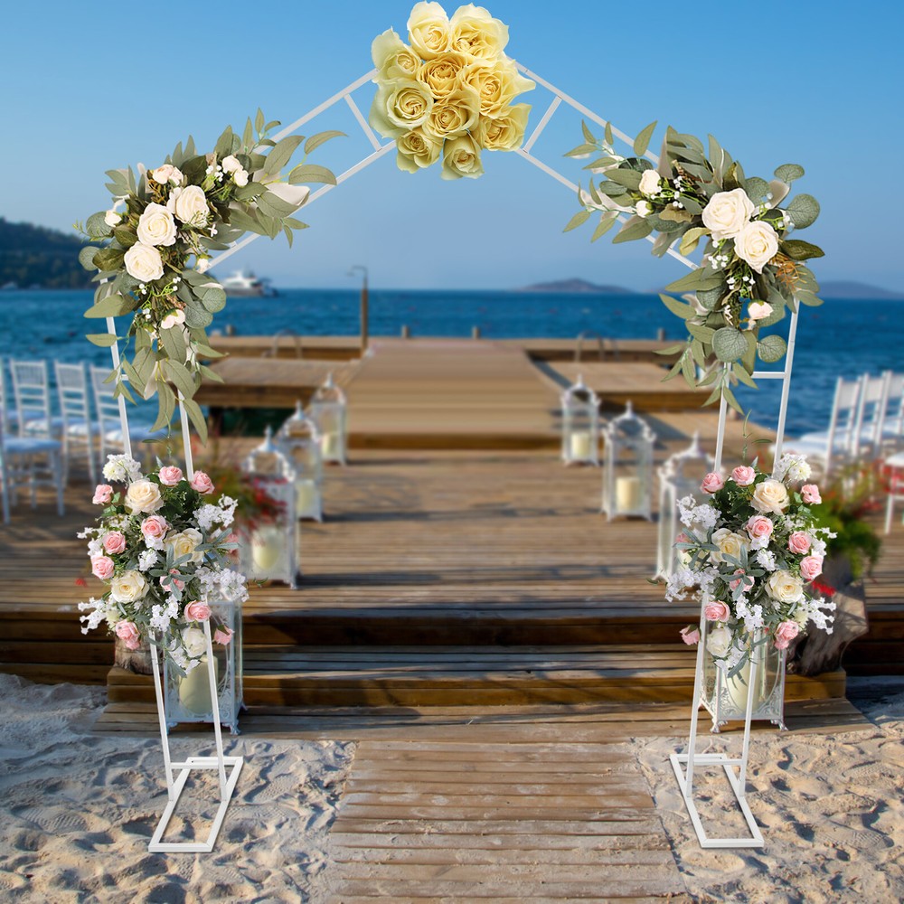 7.9ft Feet White/Gold Metal Arch for Wedding Party Decoration-Free&Fast Shipping