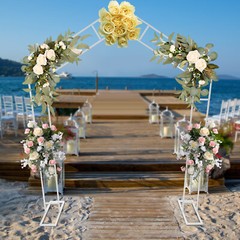 7.9ft Feet White/Gold Metal Arch for Wedding Party Decoration-Free&Fast Shipping