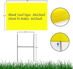 Blank Yard Signs with Stakes, Yellow 4 Pack12″x18″ Corrugated Plastic Sheet f…