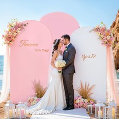Arch Backdrop Cover 7.2FT 6.6FT 6FT Arch 7.2FT, 6.6FT, 6FT White and Pink