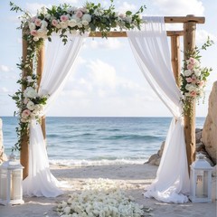 Wedding Arch Draping Fabric 28″x19FT, Sheer White Chiffon Backdrop, 2 Panels for