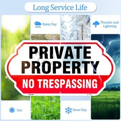 No Trespassing Signs Private Property With Stake, 14×7 Inch/36 inch Height, A…