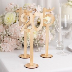 20 Natural 11 in Wood 1-20 TABLE NUMBERS Set on Sticks Round Base Party Events