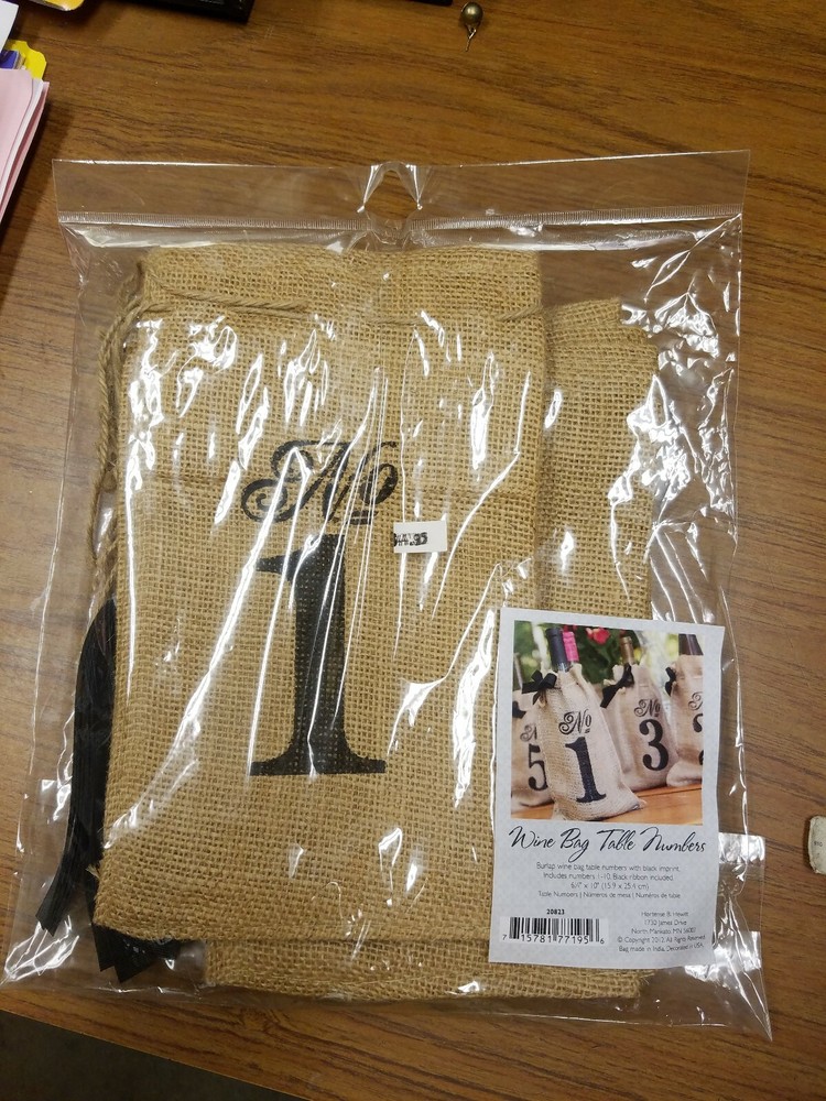 Burlap Wine Bag Table Numbers, Wedding Decor, Wedding Table Decor