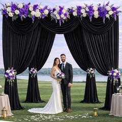 10ft x 12ft Black Backdrop Curtains, Wrinkle Free Thick Fabric Polyester Curt…