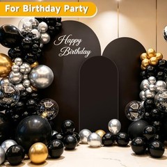 Arch Backdrop Cover Set, 6ft, 5ft, 4ft Arch Covers 6 ft, 5 ft, 4 ft Black