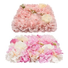 3D Flower Wall Panel-12pcs Artificial Flower Wall Background Silk Rose Wedding