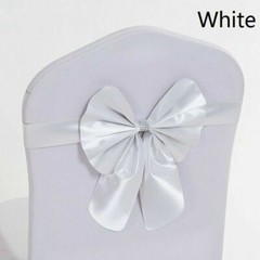 10X Chair Sash Bow Satin Bowknot Solid Slider Seat Band Wedding Party Decor Kits