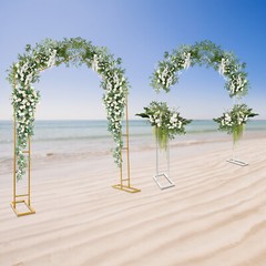 7.9ft Feet White/Gold Metal Arch for Wedding Party Decoration-Free&Fast Shipping