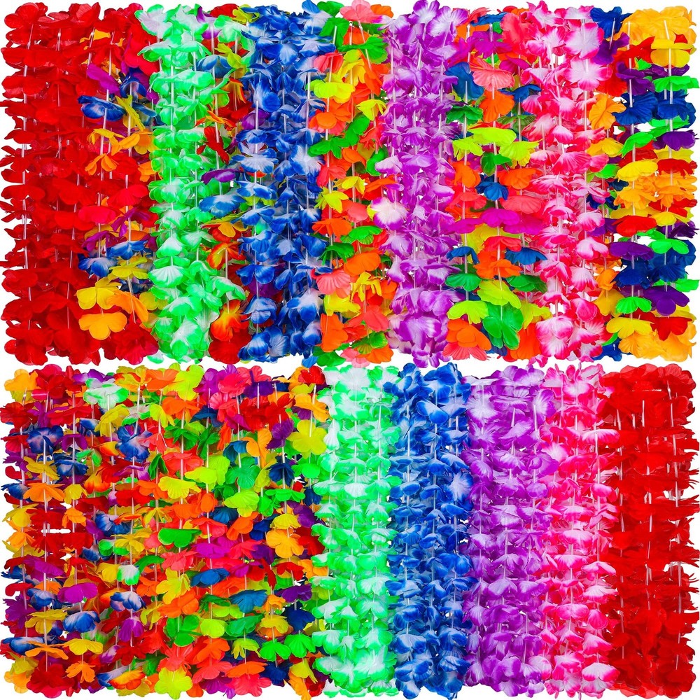 ADXCO 150 Pieces Assorted Hawaiian Leis Necklace Tropical Flower Garland, Lua…