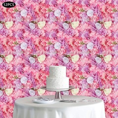 12pcs Artificial Silk Rose Flowers 3D Backdrop Wall for Wedding Party Decoration