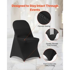 Uimoso 150PCS Black Stretch Spandex Chair Covers for Events and Dining