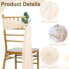 Chair Sashes 24 Pack 8FT Long Wedding Chair 1 Count (Pack of 24) Champagne