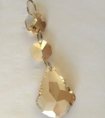 12Pcs 38mm Maple Leaf Chandelier Crystal Prism Parts Drop Pendant Gold Champagne
